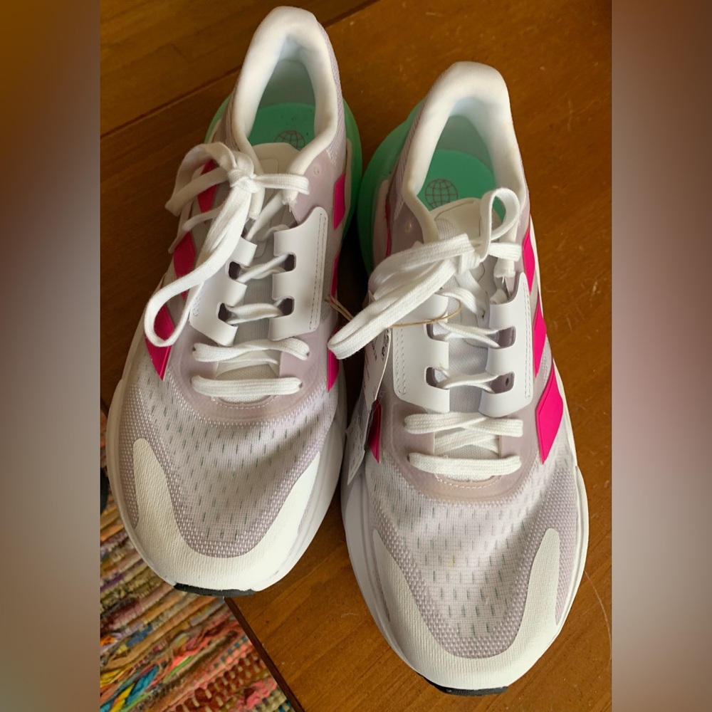 Adidas Women's White and Pink Athletic Sneakers